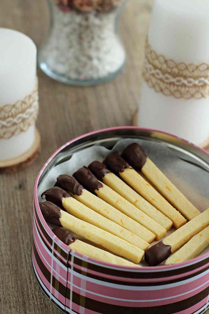 Galletas cerilla de naranja y chocolate